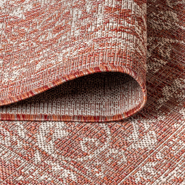 Tela Bohemian Textured Weave Floral Indoor/outdoor Runner Rug